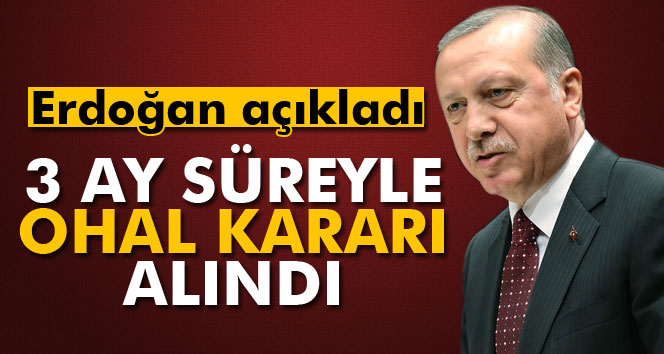 Cumhurbaşkanı Erdoğan: 3 ay süreyle OHAL kararı alındı