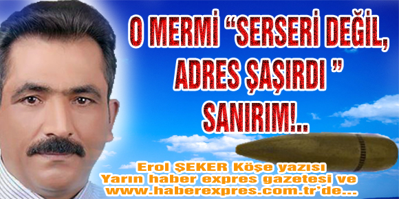 O MERMİ SERSERİ DEĞİL, ADRES ŞAŞIRDI SANIRIM!..