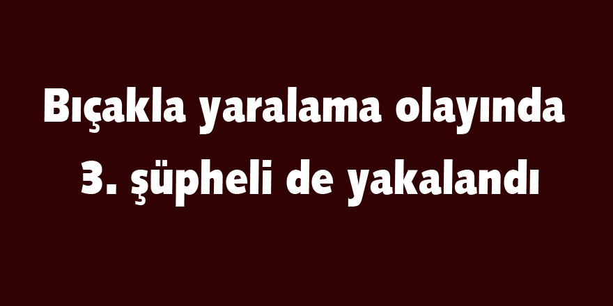 Bıçakla yaralama olayında 3. şüpheli de yakalandı