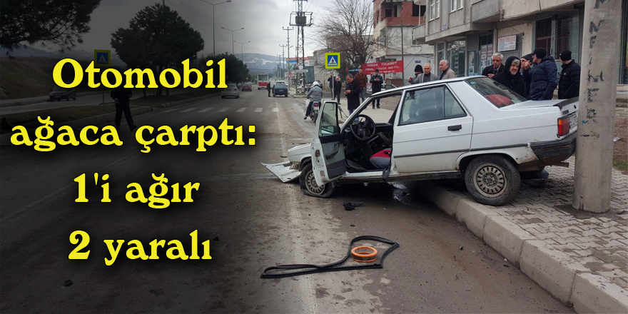 Otomobil ağaca çarptı: 1'i ağır 2 yaralı