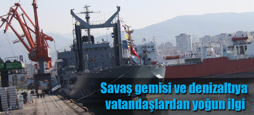 Savaş gemisi ve denizaltıya vatandaşlardan yoğun ilgi