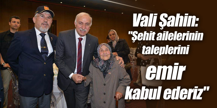 Vali Şahin: "Şehit ailelerinin taleplerini emir kabul ederiz"