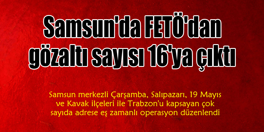 Samsun'da FETÖ'dan gözaltı sayısı 16'ya çıktı