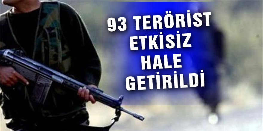 TSK: 'Bir hafta içinde 3’ü sözde lider kadrosunda olmak üzere 93 terörist etkisiz hale getirildi'