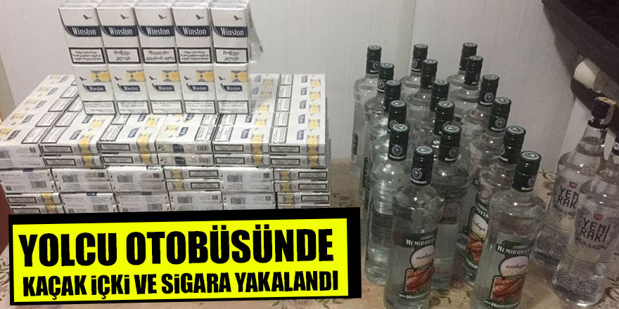  Yolcu otobüsünde kaçak içki ve sigara ele geçirildi 