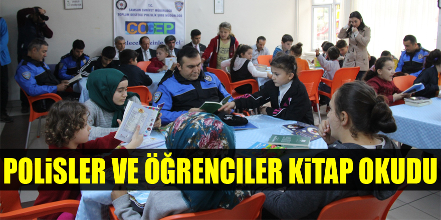 Polisler ve öğrenciler kitap okudu