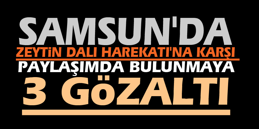 Samsun'da Zeytin Dalı Harekatı'na karşı paylaşımda bulunmaya 3 gözaltı