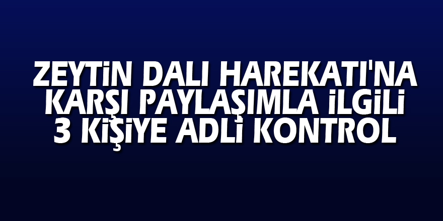 Samsun'da Zeytin Dalı Harekatı'na karşı paylaşımla ilgili 3 kişiye adli kontrol