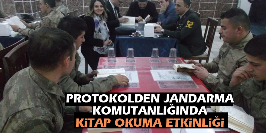 Protokolden Jandarma Komutanlığında kitap okuma etkinliği