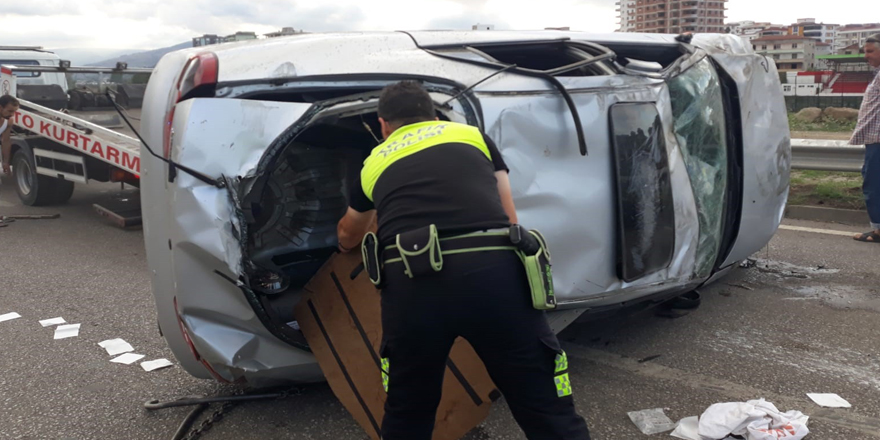 Samsun’da otomobil takla attı: 1 yaralı 