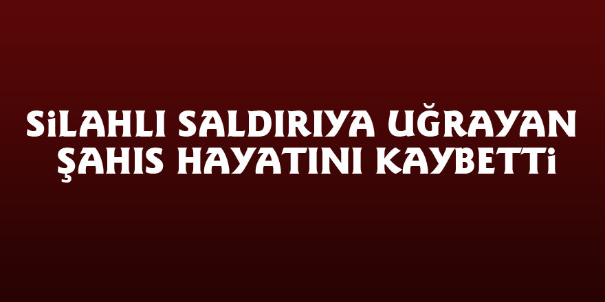 Silahlı saldırıya uğrayan şahıs hayatını kaybetti