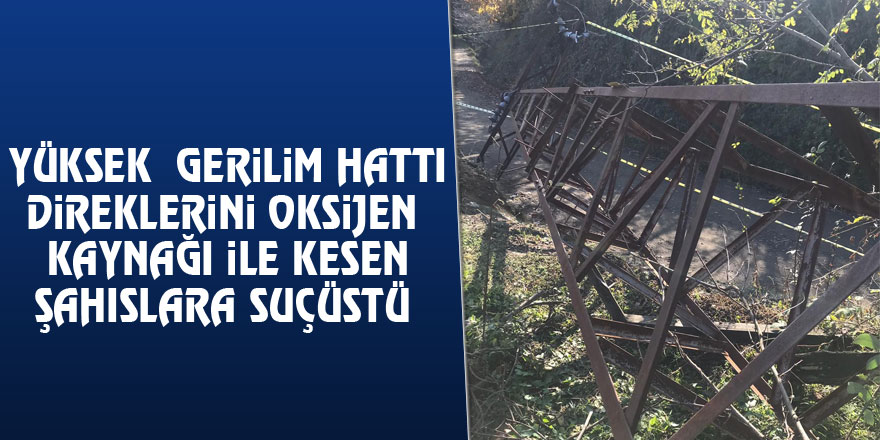 Yüksek gerilim hattı direklerini oksijen kaynağı ile kesen şahıslara suçüstü