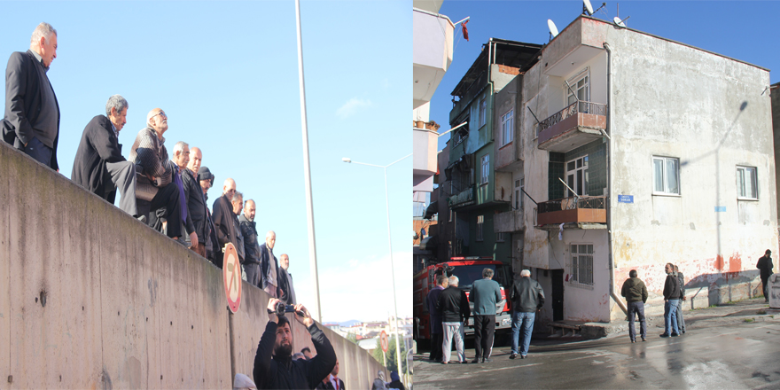 Meraklı gözlerle çatı yangınını izlediler 