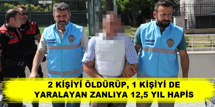 Samsun'da 2 kişiyi öldürüp, 1 kişiyi de yaralayan zanlıya 12,5 yıl hapis