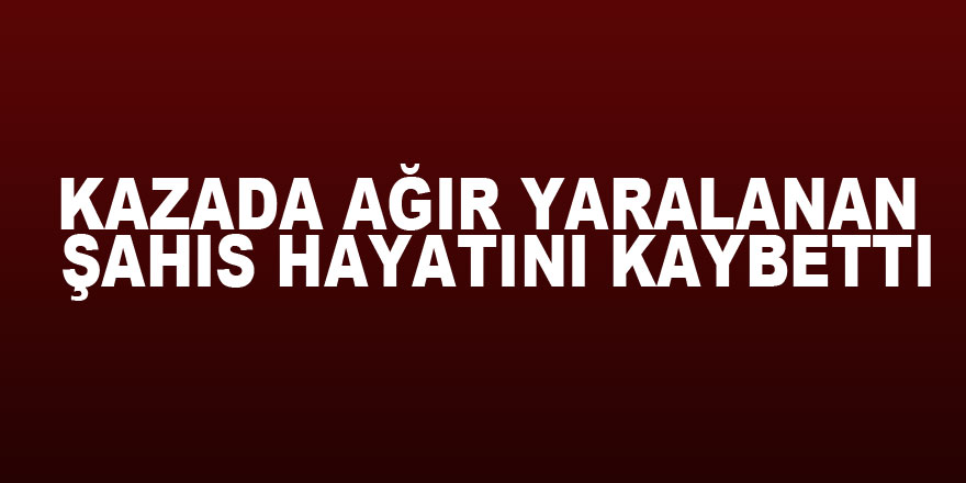 Kazada ağır yaralanan şahıs hayatını kaybetti