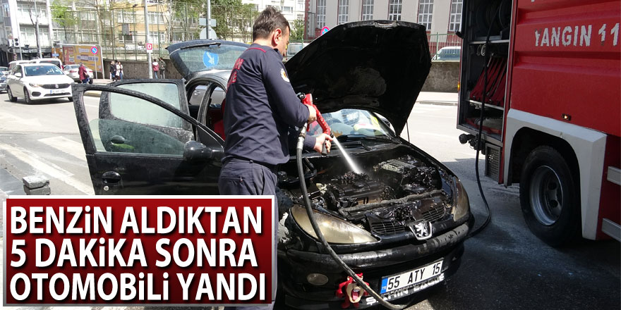 Benzin aldıktan 5 dakika sonra otomobili yandı