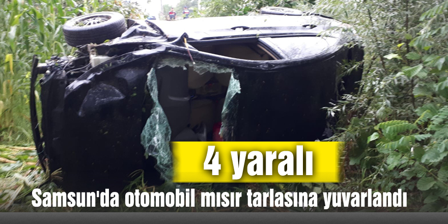  Samsun'da otomobil mısır tarlasına yuvarlandı: 4 yaralı 