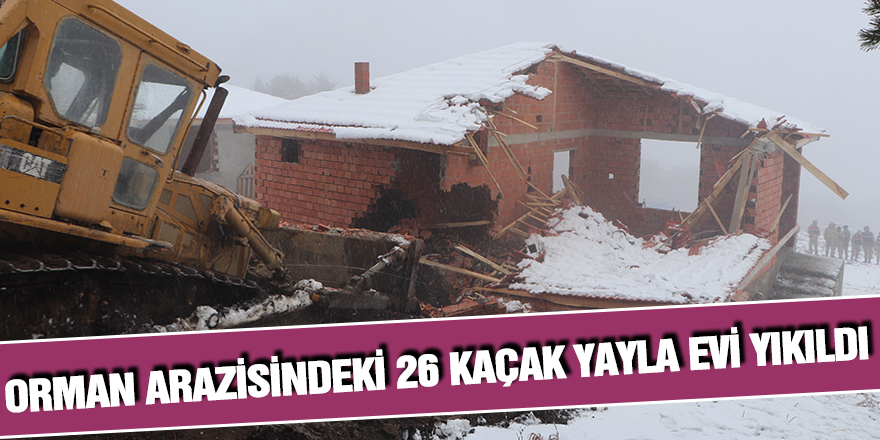 Samsun'da orman arazisindeki 26 kaçak yayla evi yıkıldı