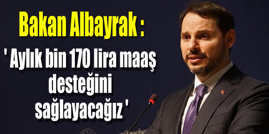 Bakan Albayrak: 'Aylık bin 170 lira maaş desteğini sağlayacağız'