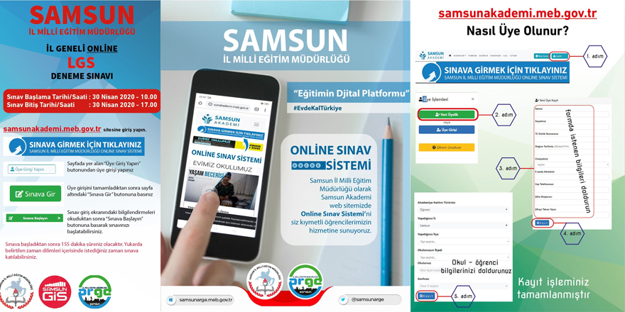 Samsun İl Milli Eğitim Müdürlüğünden online sınav sistemi hizmeti