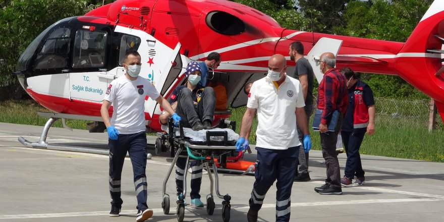 Kalp krizi geçiren hastaya ambulans helikopter