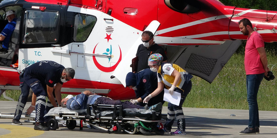Felç geçiren garsonun yardımına ambulans helikopter yetişti