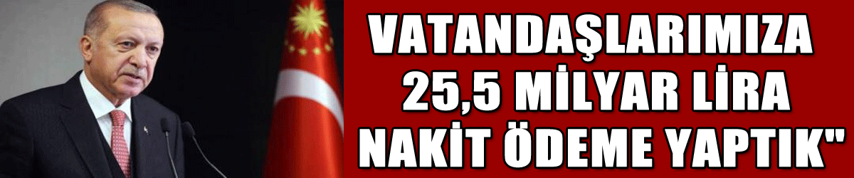 Cumhurbaşkanı Erdoğan: "Salgın döneminde, sosyal koruma kalkanı çatısı altında, vatandaşlarımıza 25,5 milyar lira nakit ödeme yaptık"