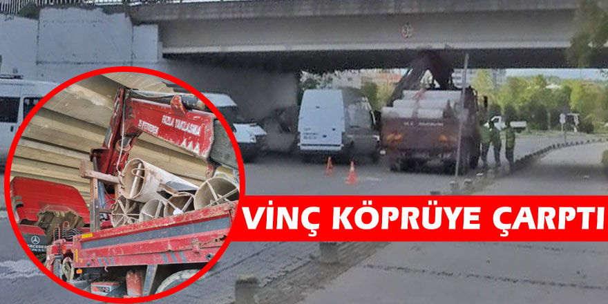 Vinç köprüye çarptı