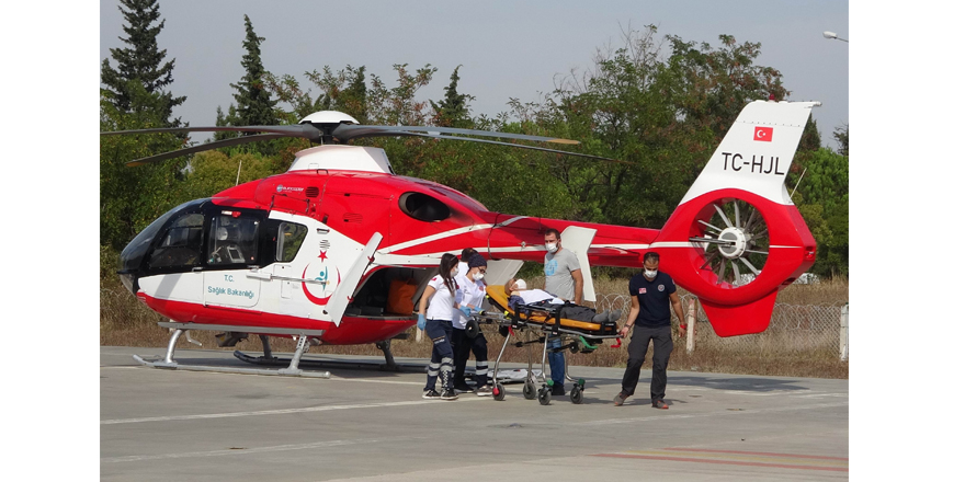 Kalp krizi geçiren şahsın yardımına ambulans helikopter yetişti