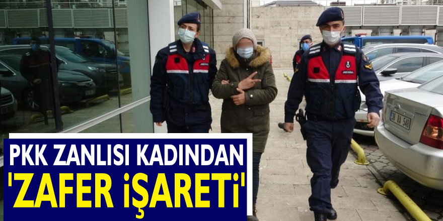 Adliyeye çıkarılan PKK zanlısı kadından 'zafer işareti'