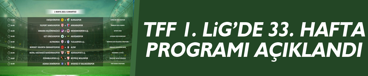 TFF 1. Lig’de 33. hafta programı açıklandı