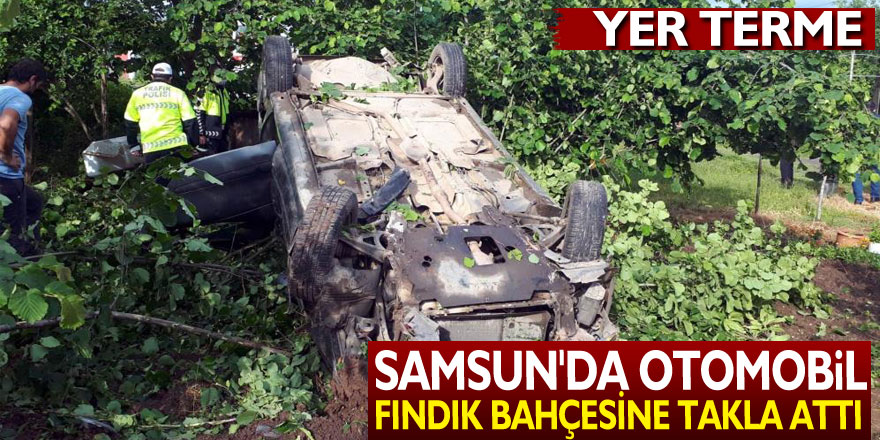 Samsun'da otomobil fındık bahçesine takla attı: 1 yaralı