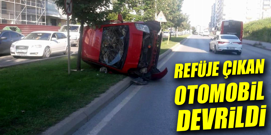 Samsun'da refüje çıkan otomobil devrildi: 1 yaralı