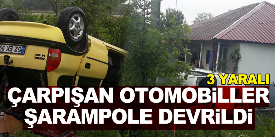 Samsun'da çarpışan otomobiller şarampole devrildi: 3 yaralı 