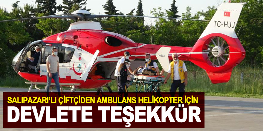 Kiraz ağacından düşen çiftçi, ambulans helikopterle hastaneye sevk edilince devlete teşekkür etti