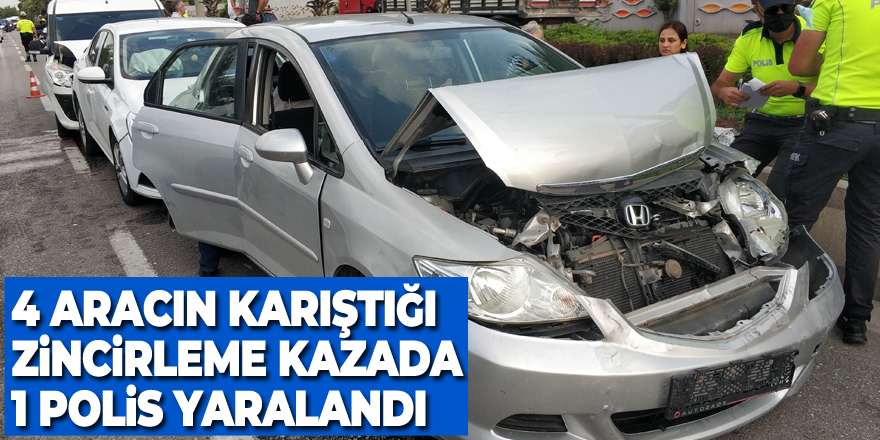 Samsun'da 4 aracın karıştığı zincirleme kazada 1 polis yaralandı