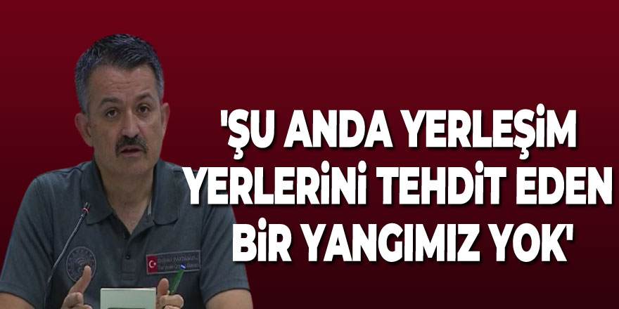 Bakan Pakdemirli: 'Şu anda yerleşim yerlerini tehdit eden bir yangımız yok'