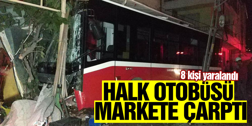 Araçla çarpışan halk otobüsü, markete çarptı: 5'i markette 8 kişi yaralandı