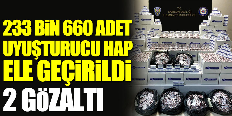 Samsun'da 233 bin 660 adet uyuşturucu hap ele geçirildi: 2 gözaltı