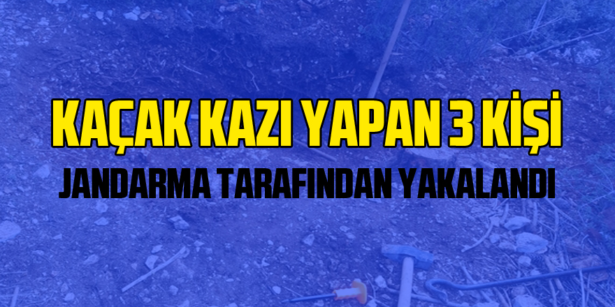 Kaçak kazı yapan 3 kişi jandarma tarafından yakalandı