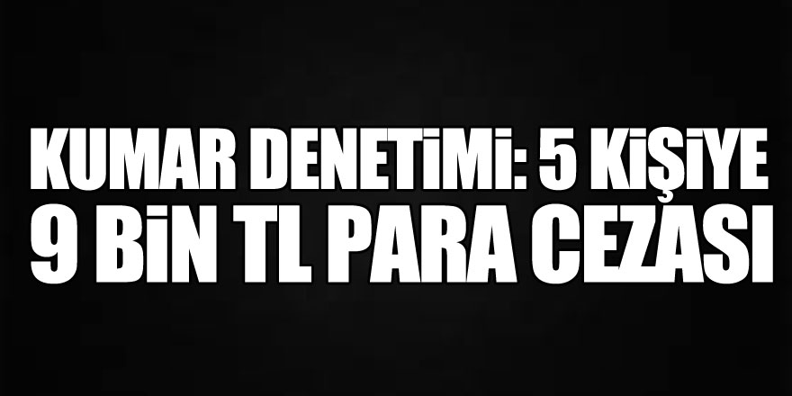 Kumar denetimi: 5 kişiye 9 bin TL para cezası