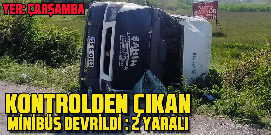 Kontrolden çıkan minibüs devrildi: 2 yaralı