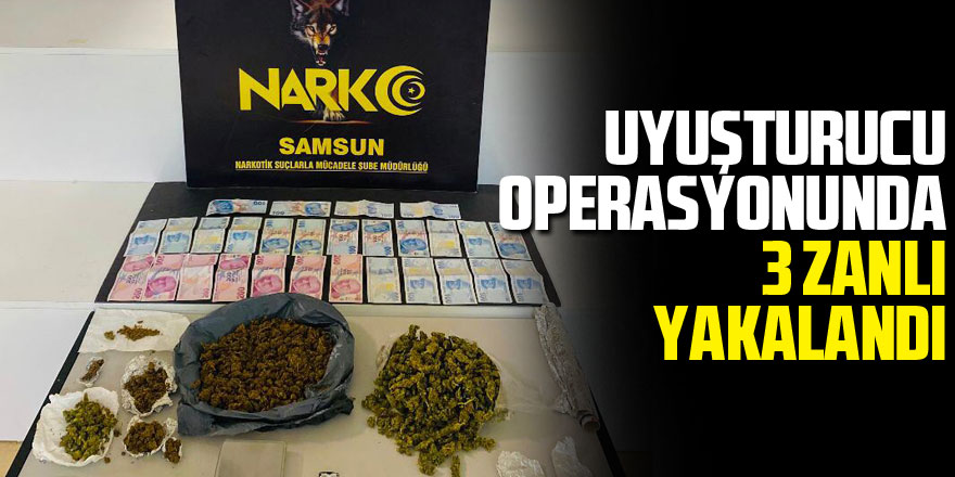 Samsun'da uyuşturucu operasyonunda 3 zanlı yakalandı