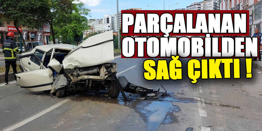 Parçalanan otomobilden sağ çıktı: Kaza anı kamerada