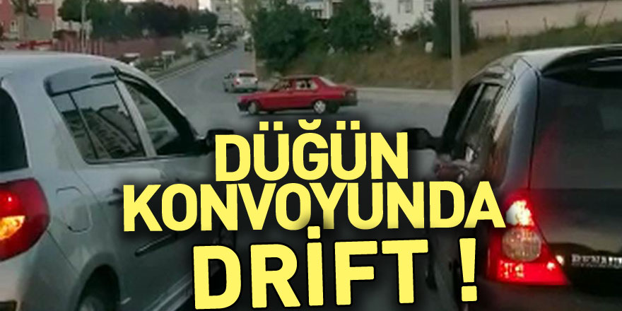 Samsun’da düğün konvoyunda 2 araç drift yaptı