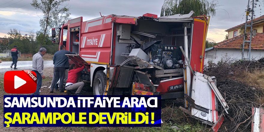 Samsun'da itfaiye aracı şarampole devrildi, 2 itfaiye eri yaralandı