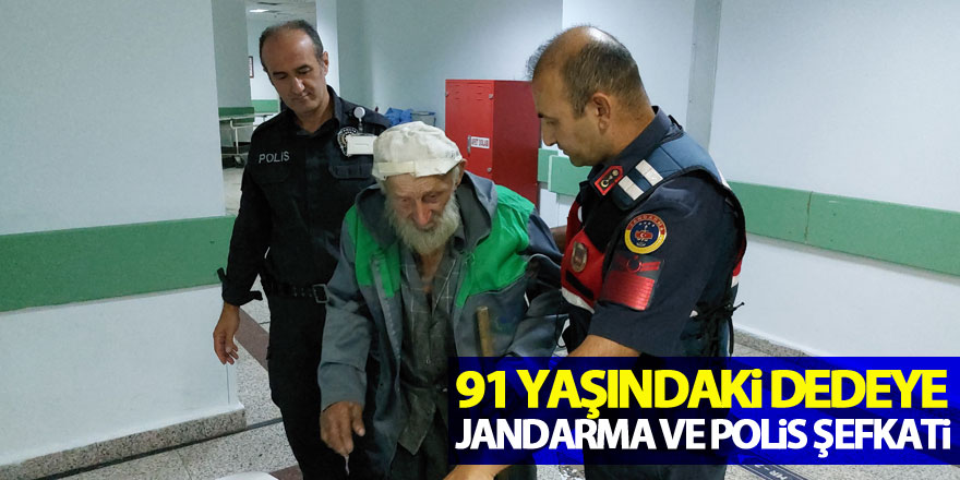91 yaşındaki dedeye jandarma ve polis şefkati