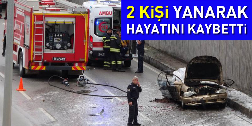 Samsun'da arıza yapan otomobile tır çarptı: 2 kişi yanarak hayatını kaybetti