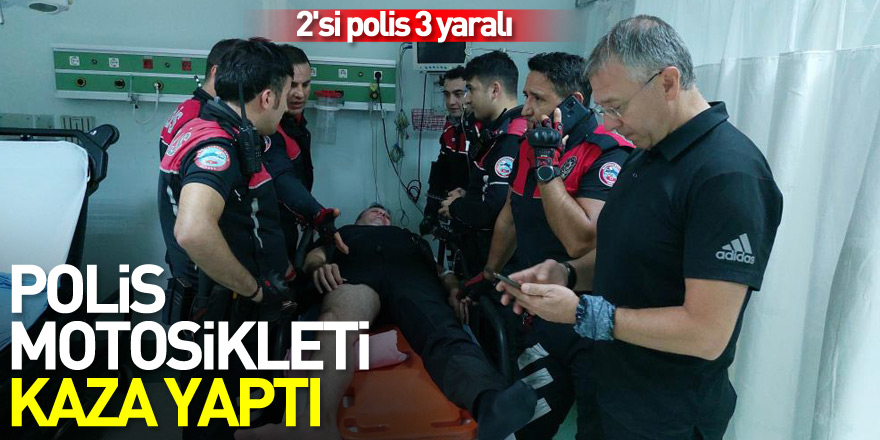 Samsun'da polis motosikleti kaza yaptı: 2'si polis 3 yaralı