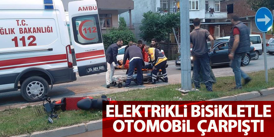 Elektrikli bisikletle otomobil çarpıştı